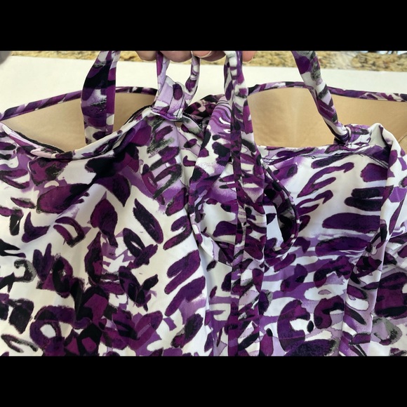 Cacique Purple Leopard Tankini Swim top - Picture 6 of 9